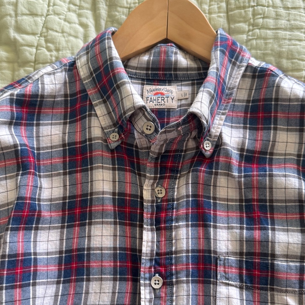 Faherty Classic Lightweight Soft Plaid Shirt - Large
